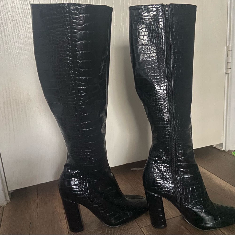 Faux leather boots